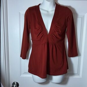 Susan Monaco Woman’s Top Deep Plunge Neckline Long Sleeve